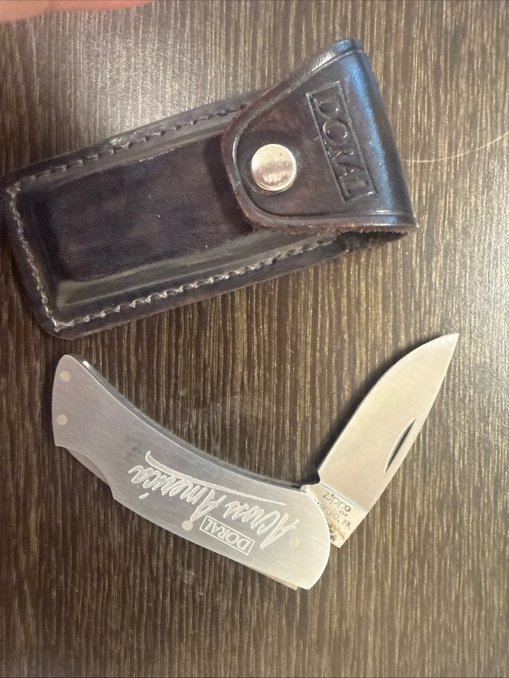Vintage Zippo Doral Across America Pocket Knife & CASE Lockback USA 3.25